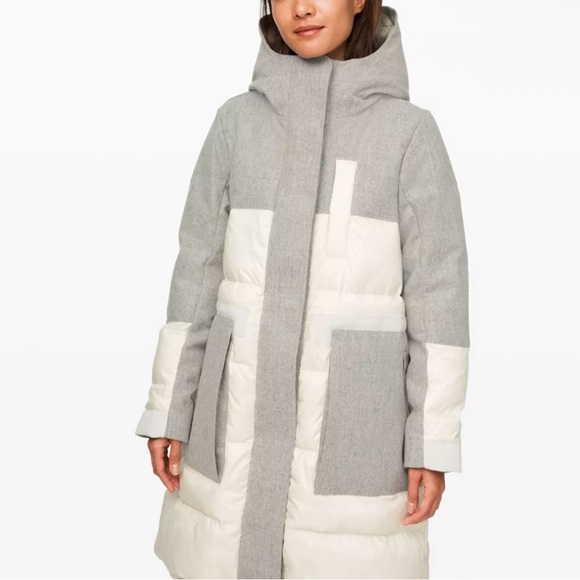 Lululemon Winter Chill Wool Parka in Grey and White Size 8 - Picture 6 of 16